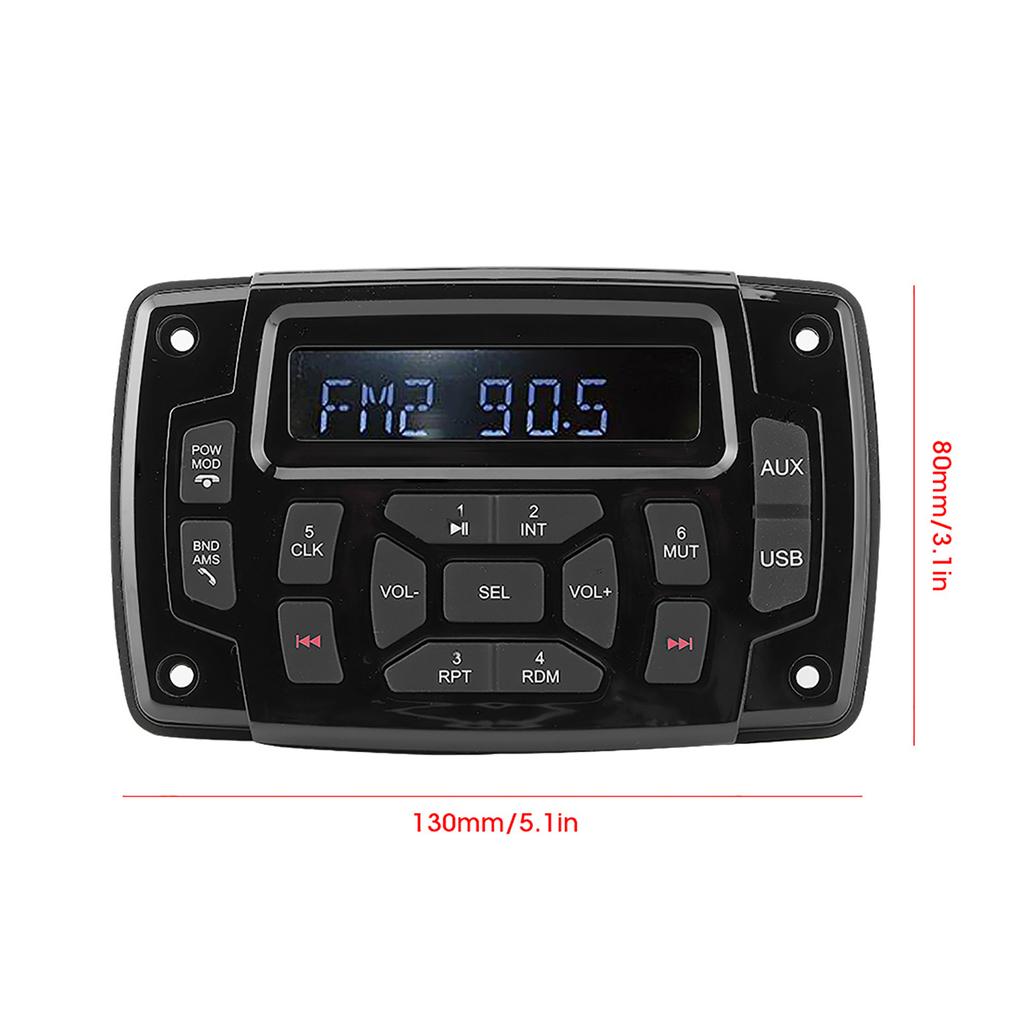 12V MP3-spiller Bluetooth FM AM Stereo Mottaker IP66 Vanntett Tilbehør for Marinebåt Bluetooth MP3 Båtradio Vanntett MP3