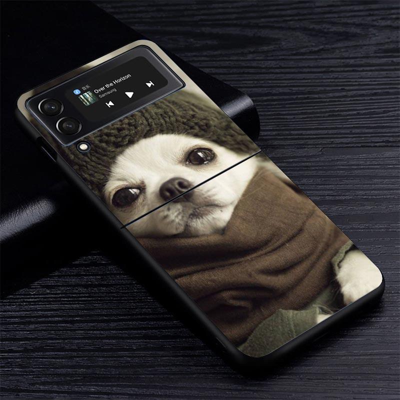 Chihuahua Welpe Teetassen Hunde Z Flip 7 Phnoe Hülle Für Samsung Z Flip 6 5 4 3 5G Galaxy ZFlip7 ZFlip4 ZFlip5 ZFlip6 ZFlip3 Telefon Co