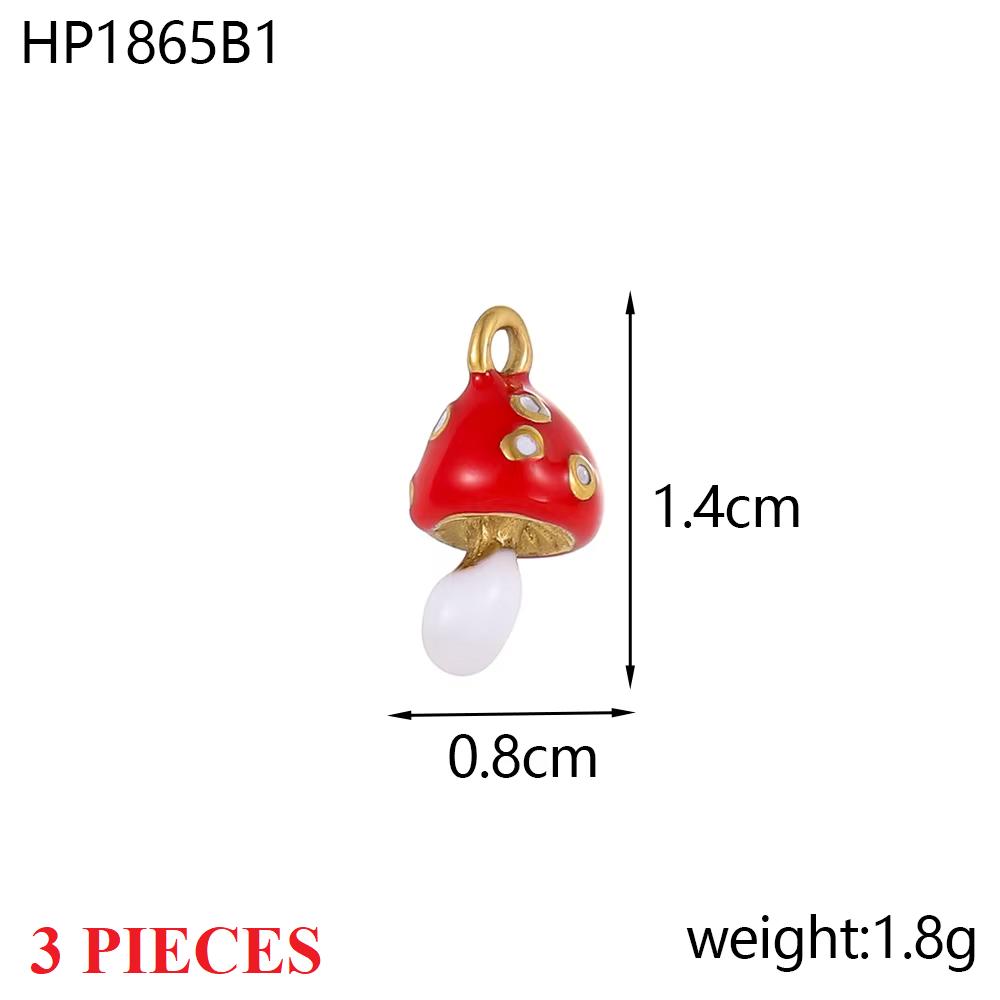 3PCS/LOT CARLIDANA Enamel Fruit Mushroom Charms Pendants Stainless Steel DIY Necklace Jewelry Making Accessories