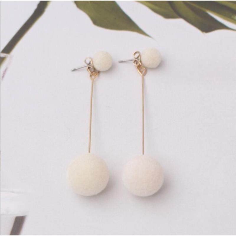 Earrings, 1 Pair, Women's, Temperamental, with Balls, Double-sided Long Drop Earrings