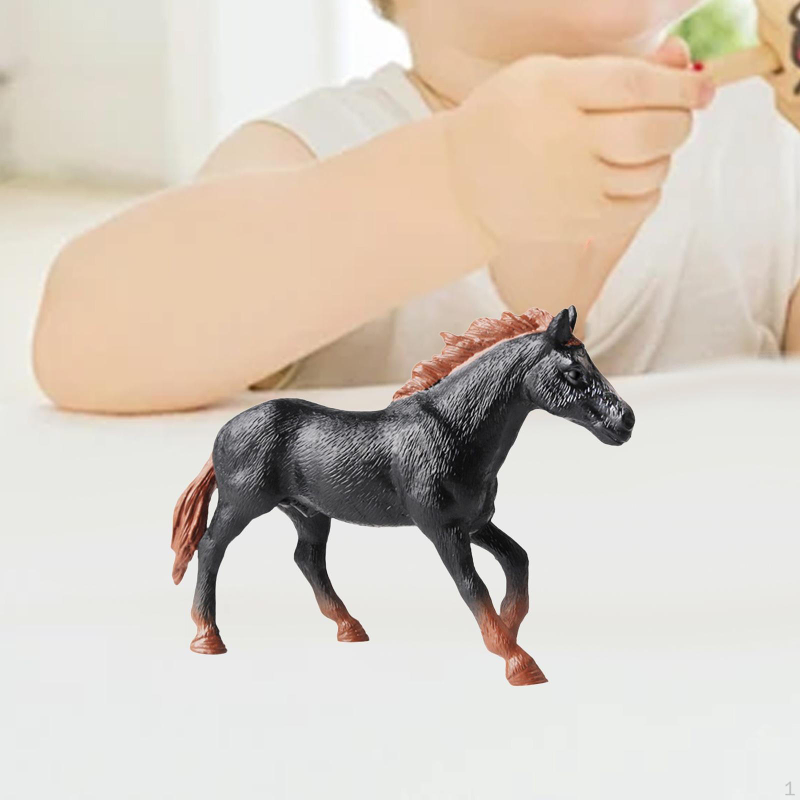 Horse Model Wildlife Figurine Educational Toy for Kids Ages 3-8 Black Brown