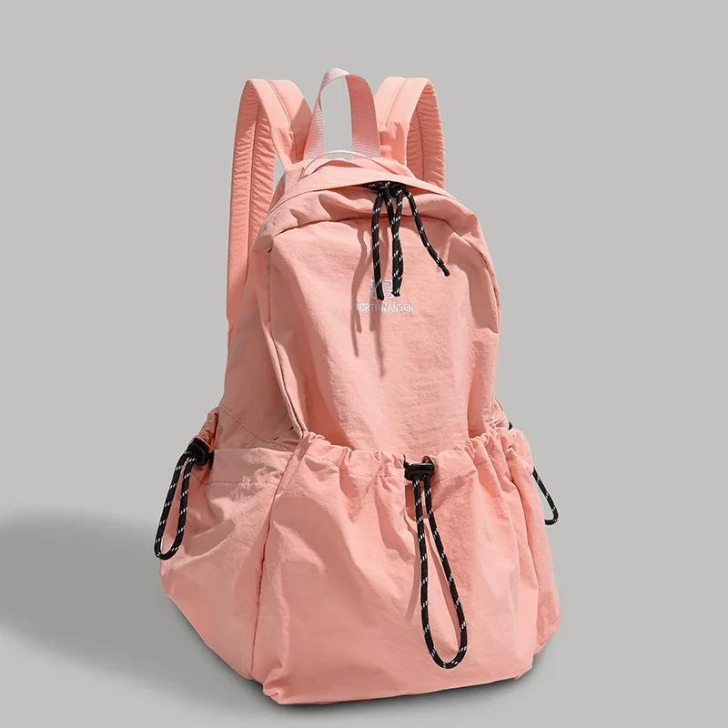 Solid Nylon Large Capacity Backpack 2026 Hot Selling Air Cushion Strap Soft Casual Backpack Soft Handle Outer Frame School Bags