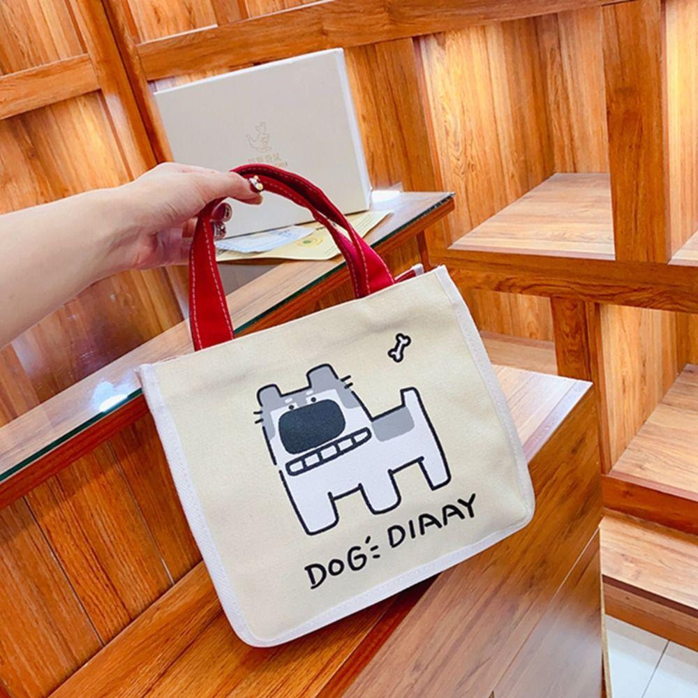 

Cartoon Lunchbox Bag Oxford cloth Picnic Handbag Cute Dog Print Lunch Bag