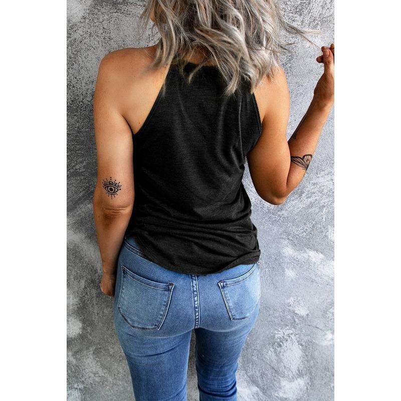 Letní dámská vesta bez rukávů s kulatým výstřihem Neformální košilka Spodní díl s ohlávkou