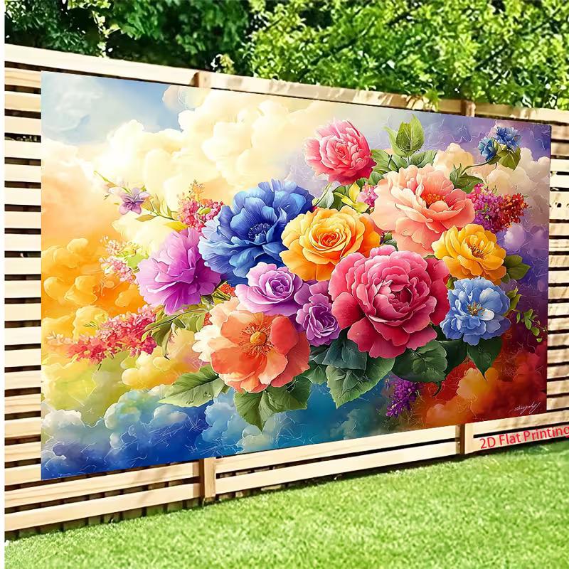 2D Watercolor Colorful Peony Rose Floral Photography Backdrop