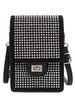 Fashionable 2024 Rhinestone Embellished Velvet Phone Bag Vertical Small Handbag For Women