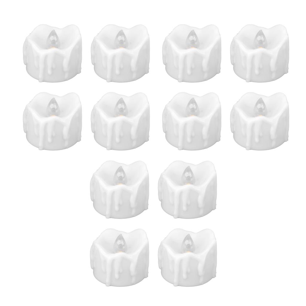 12 PCS LED Electric Tea Candles Warm White Lighting Realistic Flameless Electric Fake Candles for Halloween Wedding Decor