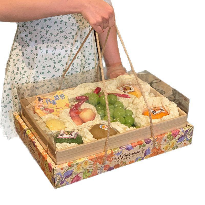 Ins Style Transparent Fruit & Flower Gift Box, 10 Jin Capacity, Leather Mixed Gift Box