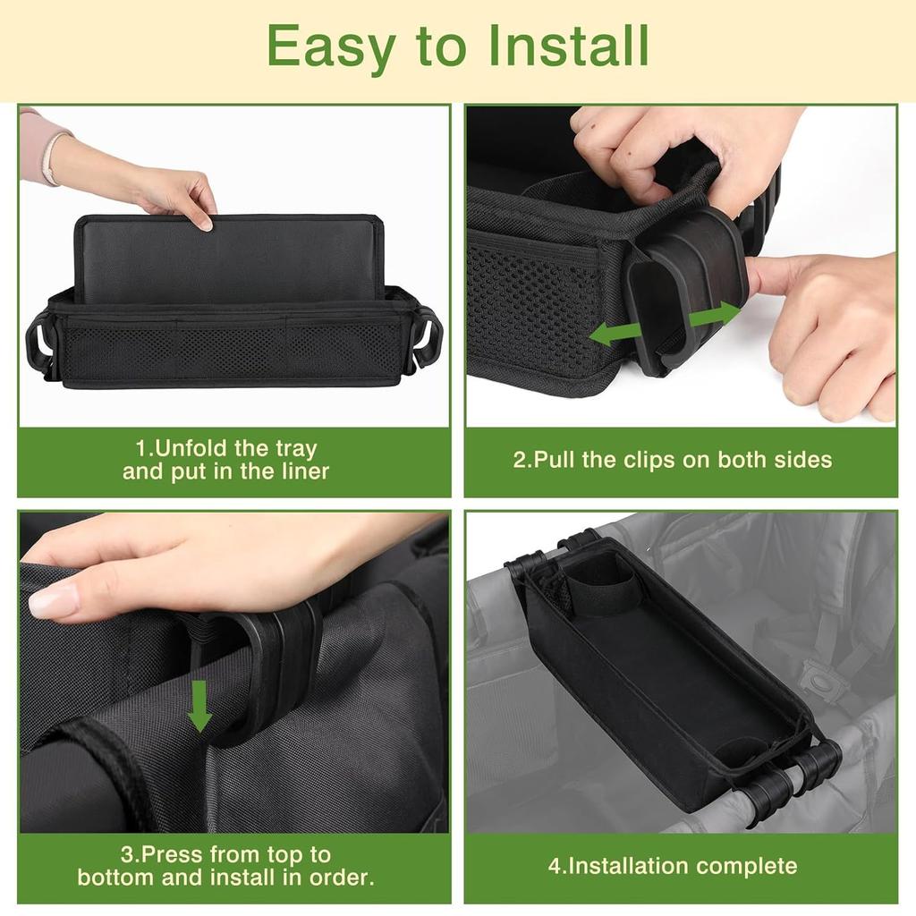 Snack Tray Attachment Cart Hanging Bag Easy To Clean Universal Snack Tray for Wagon W4 Accessories with Cup Holder.