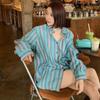 Striped Women's Shirt Turndown Collar Single Breasted Button Loose Fitting Famale Shirts French Style Casual Ladies Long Sleeved Top