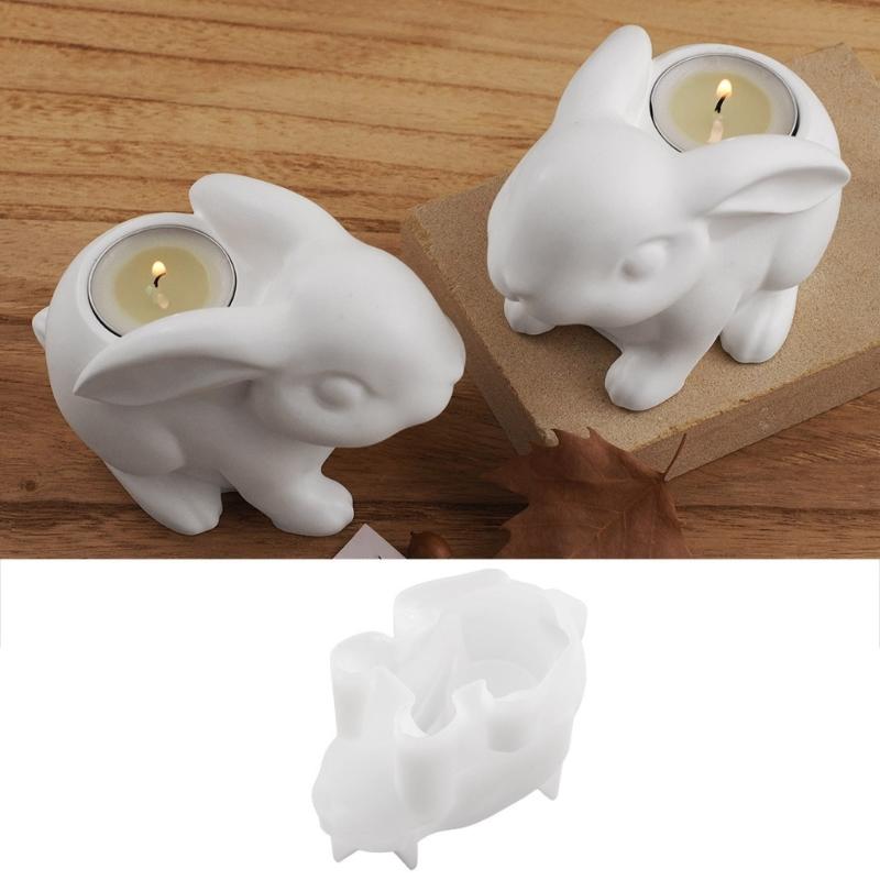 Flexible Silicone Mold Rabbit Shape Silicone Candlestick Moulds Suitable for Creating Decorative Candle and Resin Crafts