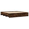 Bed Frame without Mattress Smoked Oak Finish 200 x 200 cm Wood Based Material