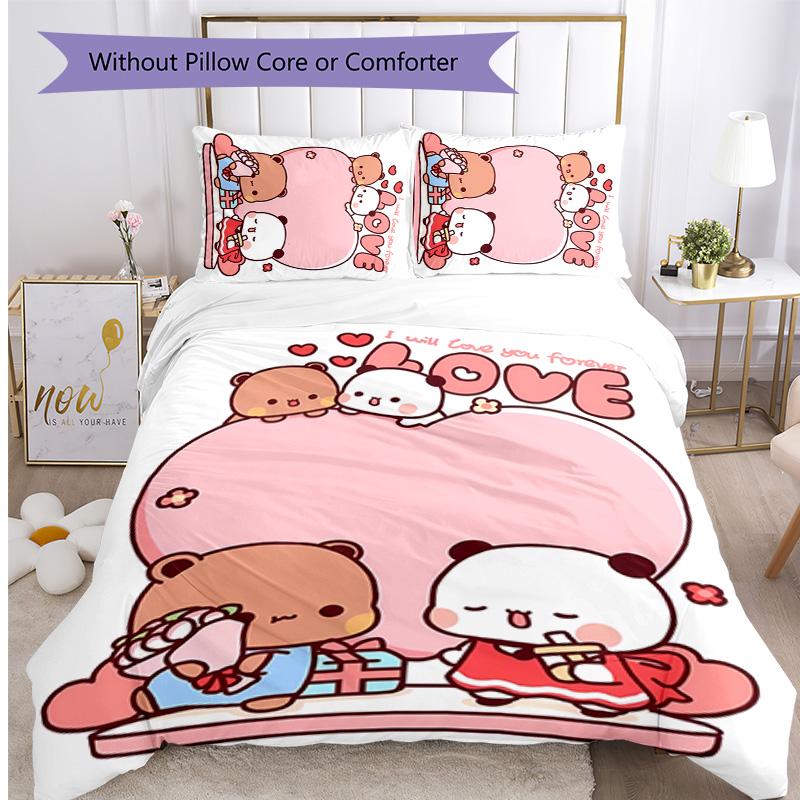 dudu bubu Printed 3PCS Bedding Set Soft Breathable Duvet Cover Pillowcases Set Washable Bedroom Decor Home Gift