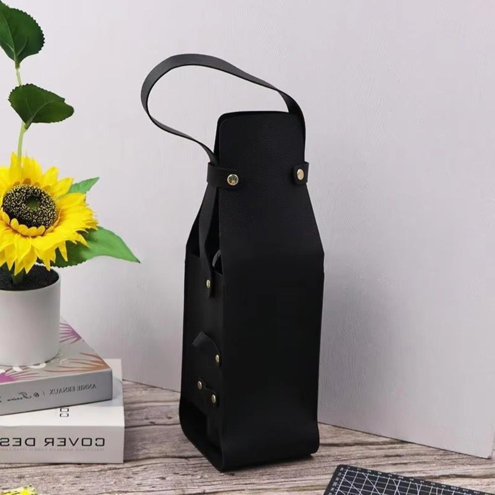 Luxury Reusable Wine Gift Bag PU Leather Double Layer Champagne Gift Bag Durable Wine Tote Carrier