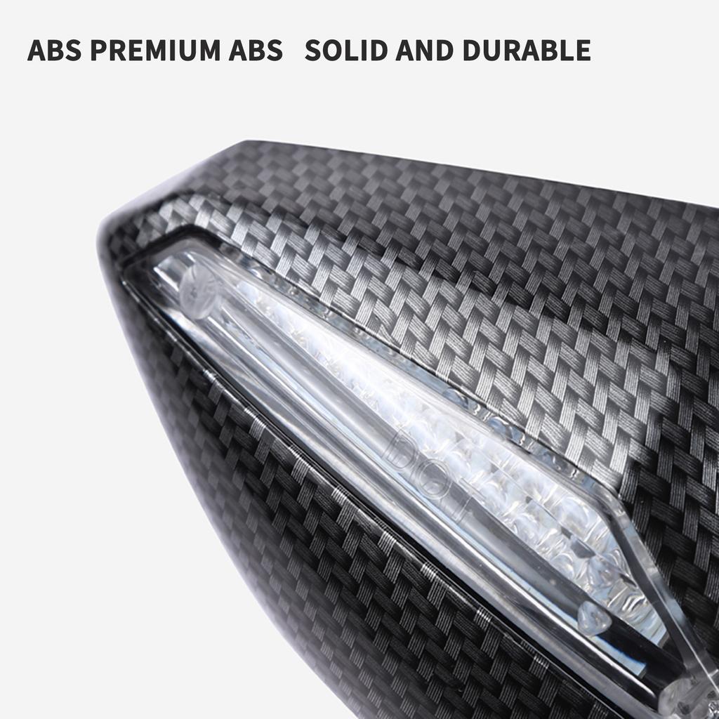 Universal Motorcycle Rearview Mirrors HD with Lights Flat Mirror Black Modified Reversing Reflector