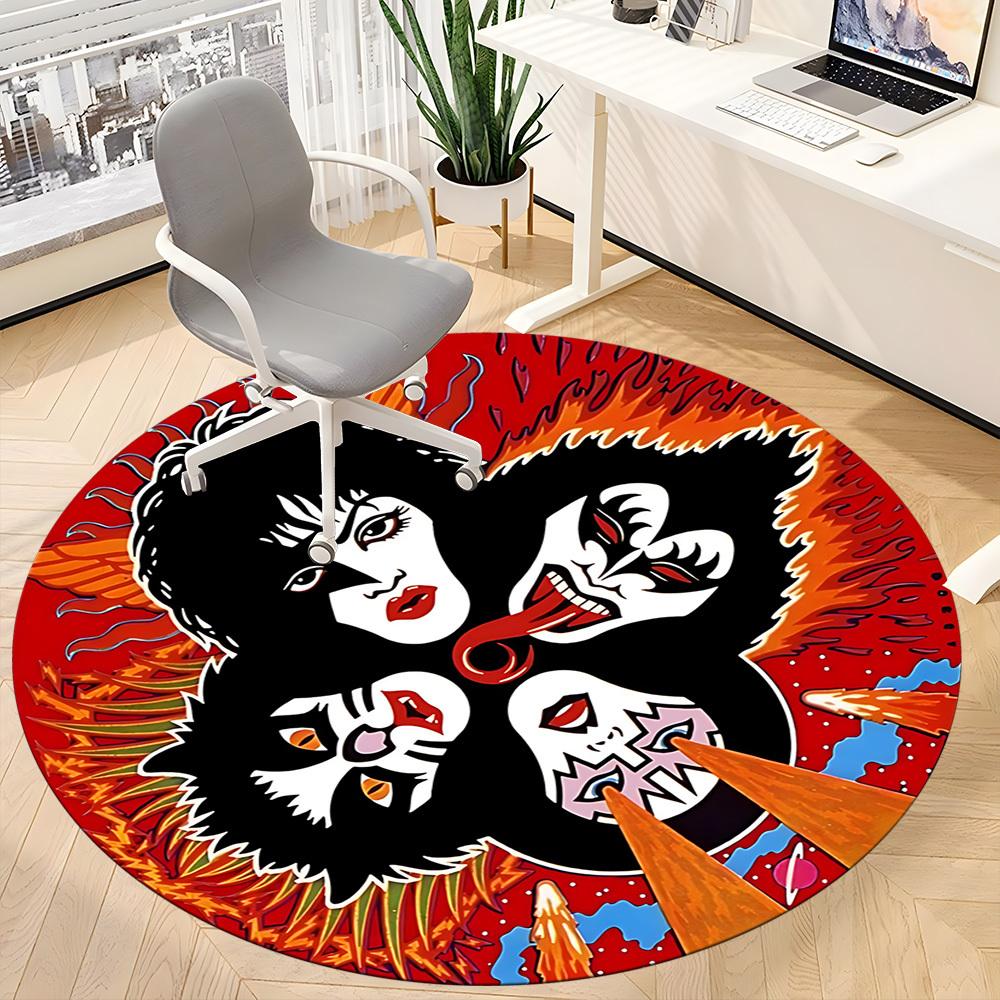 1pc KISS Band Office Round Area Rug, Indoor Mat Suitable For Office, Under Office Chairs Bedroom Living Room Home Decor a0908123