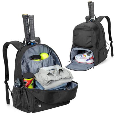 DSLEAF Tennistas Rugzak voor Twee Rackets, met Schoenenopslag, Lichtgewicht Racket Tas, Tennistas, Badminton Tas (Zwart)