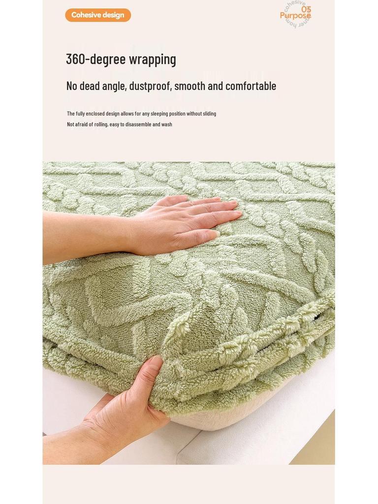 Winter Plush Taffeta Velvet Fitted Bed Sheet - Thick, Non-Slip Coral Fleece Flannel Cover
