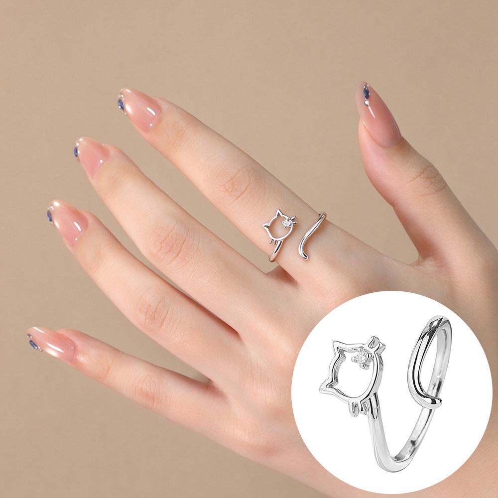 Exquisiter offener Goldring: Japanischer & Koreanischer Stil, Dünnes Band mit Diamanten besetzt, Stapelbarer & Eleganter Fingerschmuck