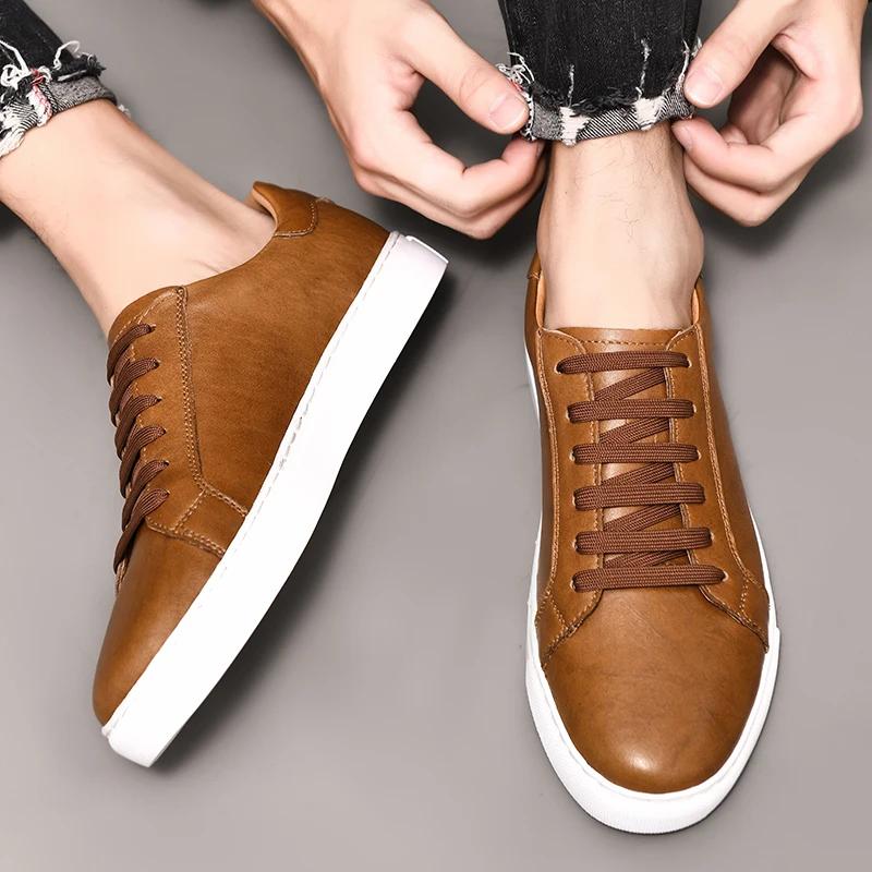New Men Shoes Genuine Leather Casual Shoes Fashion Sneakers British style Cow Leather Men Shoes New Men Sneakers