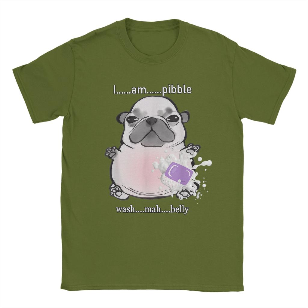 Men's I Am Pibble Wash My Belly Pibble Meme T Shirts Funny Dog Brainrot Cotton Clothes Funny Round Neck Tee Plus Size T-Shirts