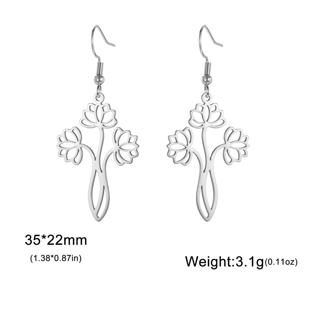 Lucktune Lotus Yoga Buddhism Flower Pendant Earrings Stainless Steel Women's Earring Gold Color Jewelry Date Party Gift Sale
