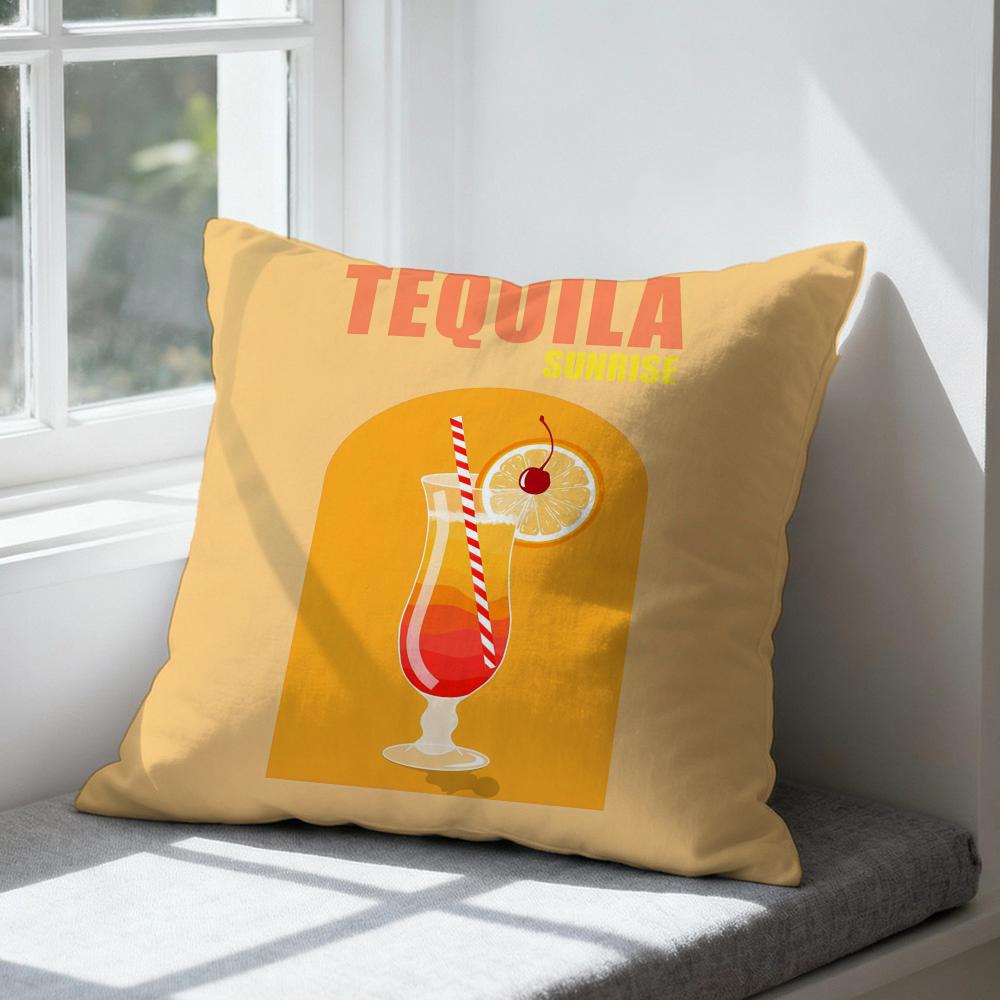 Tequila Sunrise Cocktail Cushion Cover Soft Reversible & Durable Pillow Cover – Multi-Scene Use For Home & Car Daily Comfort