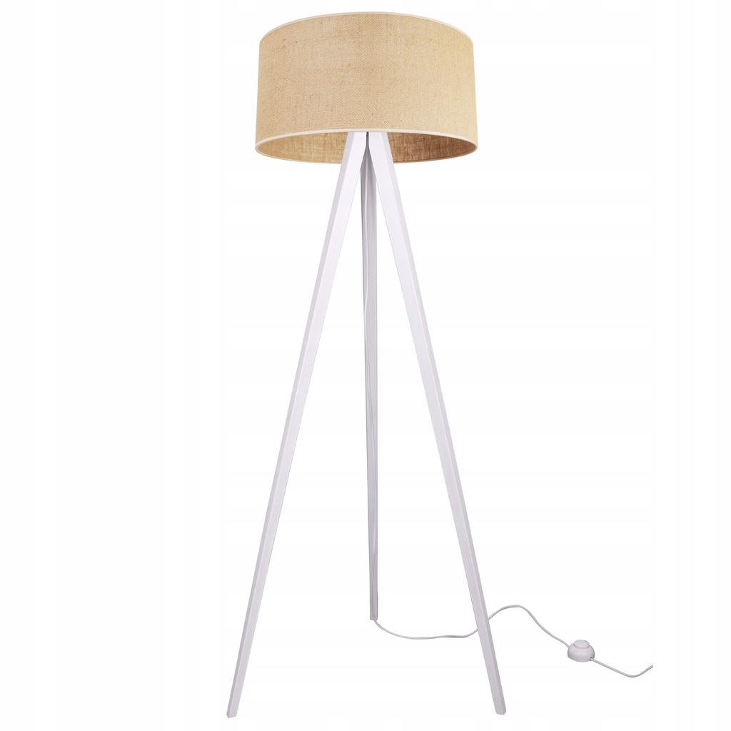 Floor Lamp Standing Tripod Wooden Lampshade 45Cm