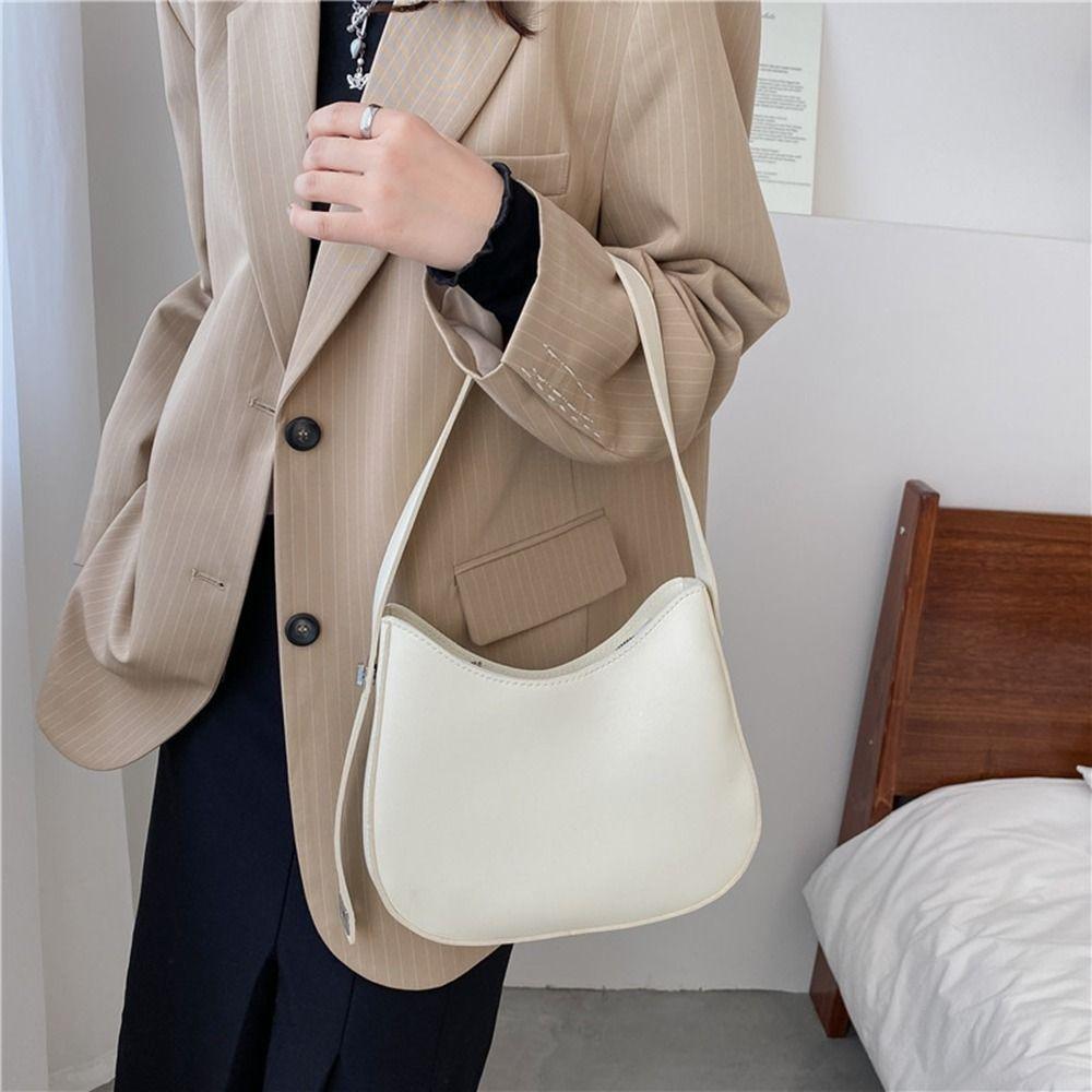 Large Capacity Shoulder Underarm Bag Solid Color Handbags Fashion Shoulder Bag  Shopping