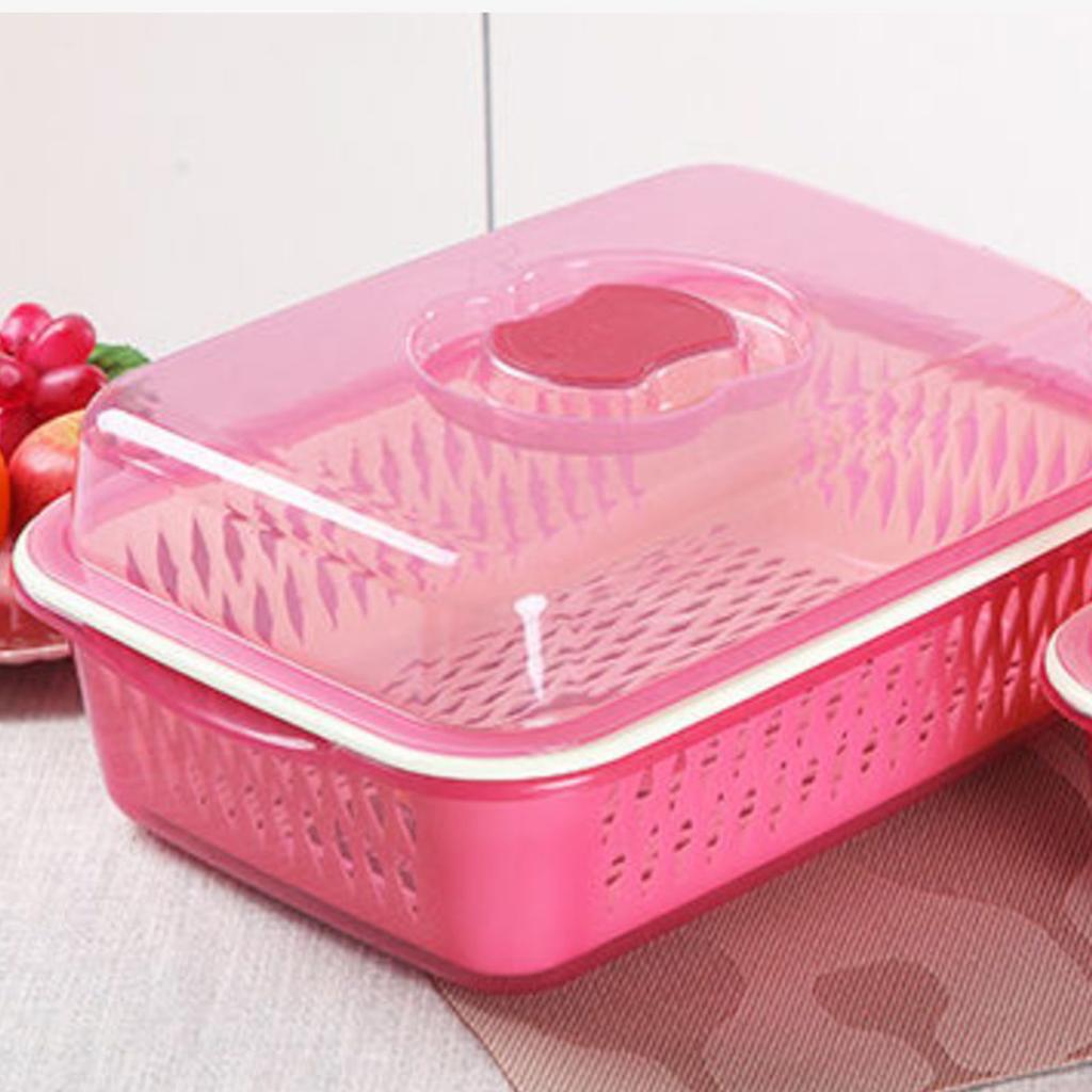Double Layer Drainer Basket Thickened Plastic Large Capacity with Lid Washing Vegetable Baskets for Kitchen