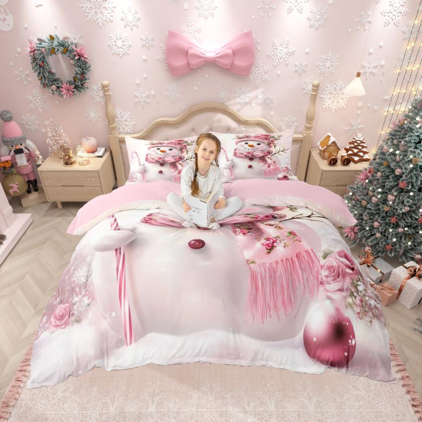 Homewish Kawaii Lebkuchenmann Bettbezug-Set, Lebkuchenhaus Bettdeckenbezug-Set, Dessert Regenbogen Bettset für Mädchen Jungen