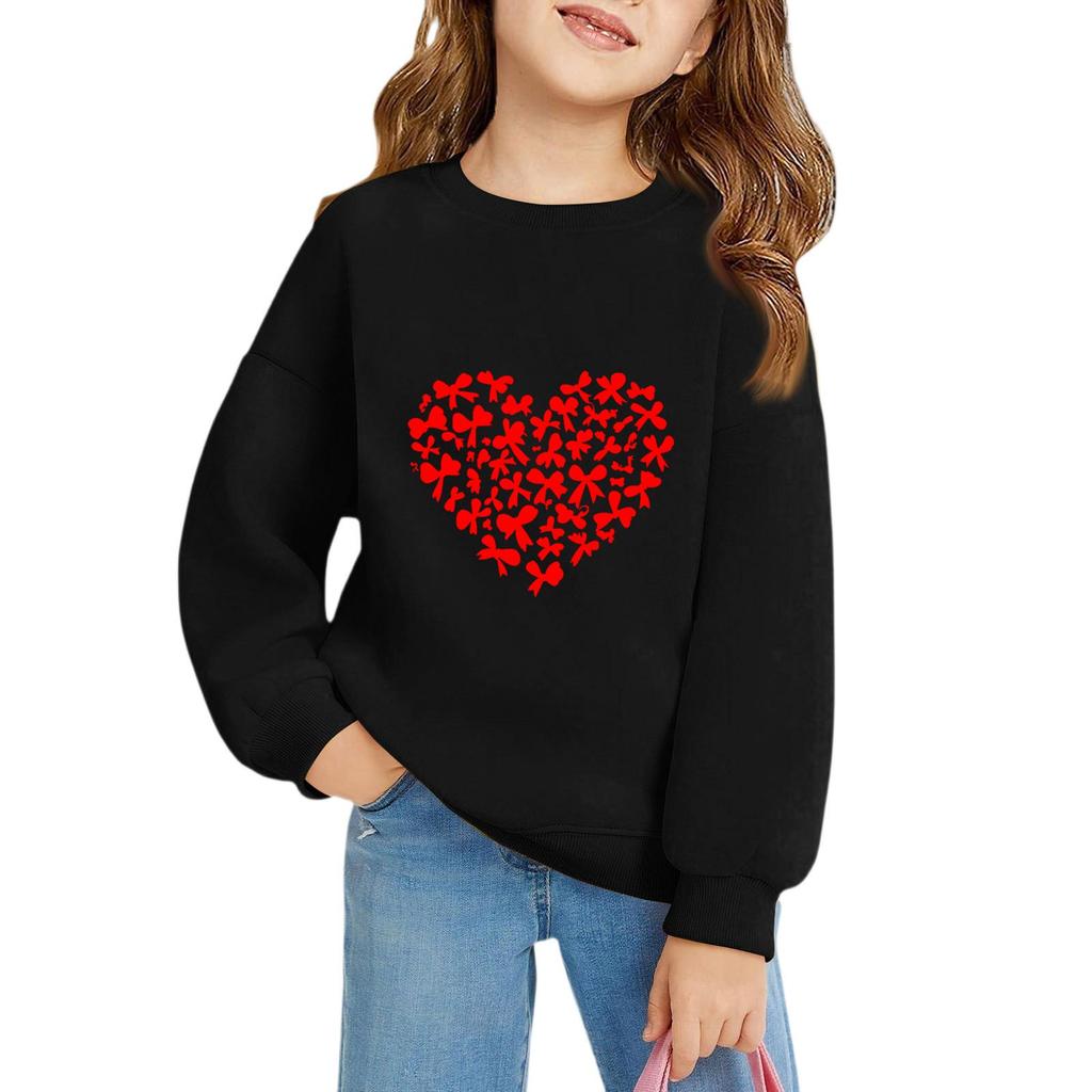 Mädchen Rundhals-Pullover für Kinder Bedruckte Baby-Oberteile Valentinstag