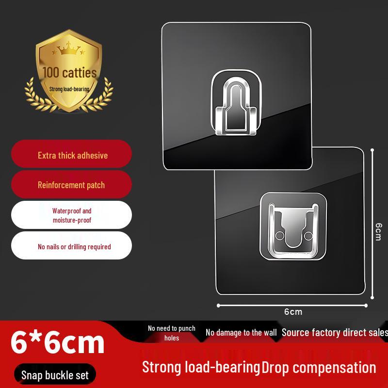Seamless No-Drill Adhesive Interlocking Hooks for Bathroom & Kitchen - Strong, Transparent, Multifunctional Hooks