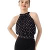 French polka dot temperament sleeveless yoga vest neck strap short mesh fixed cup outer wear sexy top women