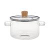 1.6L Double Ear Striped Glass Pot Easy Cleaning Soup Heating Pot Kitchen Accessoires