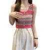 Damen Retro Gestreifte Eng Gestrickte Trägerlos-Bluse - Schmeichelndes Sommer-Design