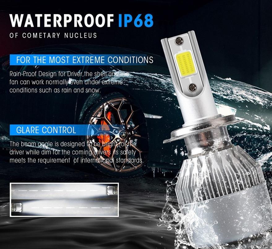 2 adet 12V 7200LM H4 H7 Coche Led Led Far Lambası H1 H13 H8 H9 H11 9005 HB3 9006 HB4 6000K 72W 12V 7200LM Otomatik Farlar