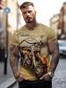 Men's Vintage Motorcycle Pattern-shirt-Casual Fashion Short Sleeve, Breathable Polyester Fiber, Washable, Round Neck-shirt, Classic Bike Printing,