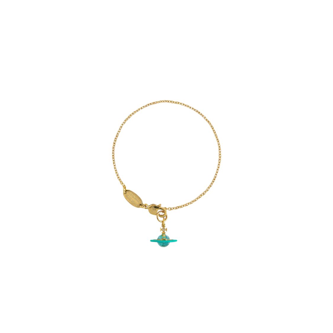 Vivienne Westwood Petite Original Orb Saturn Turquoise Sphere Pendant Crystal Enamel Bracelet Unisex Bracelet Gold 6102020W02R726 Basic Packaging-Dust Bag+Box