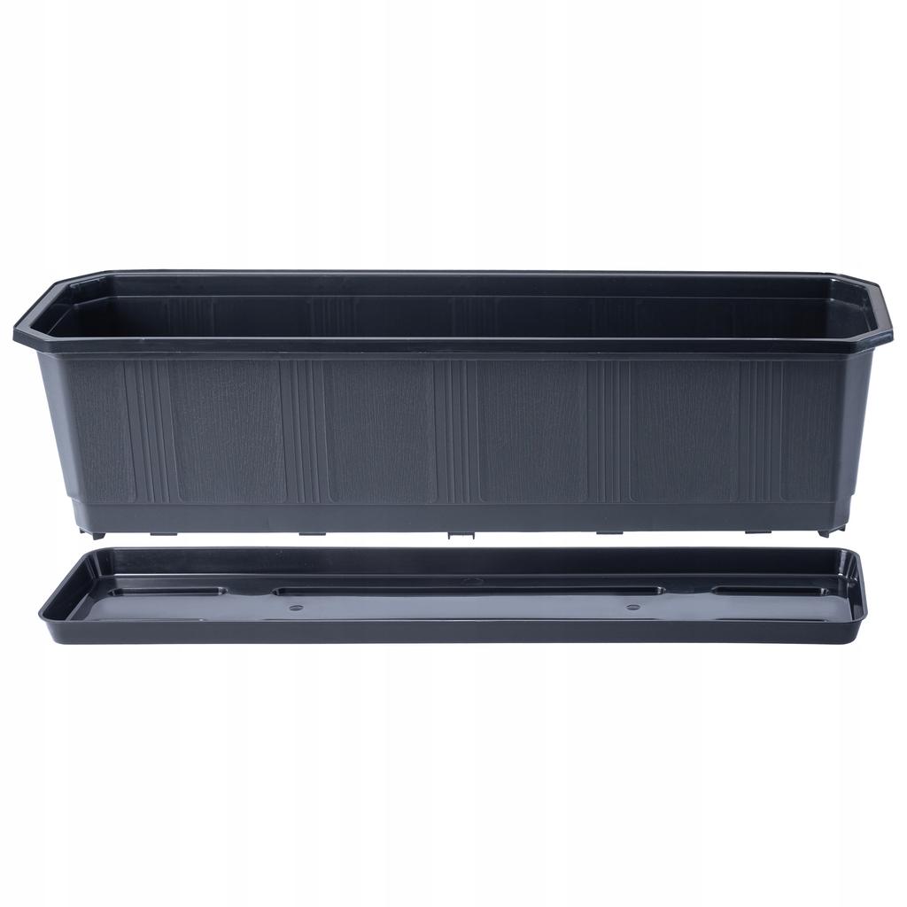 KADAX Flower Pot Planter Balcony + Saucer 60cm Graphite