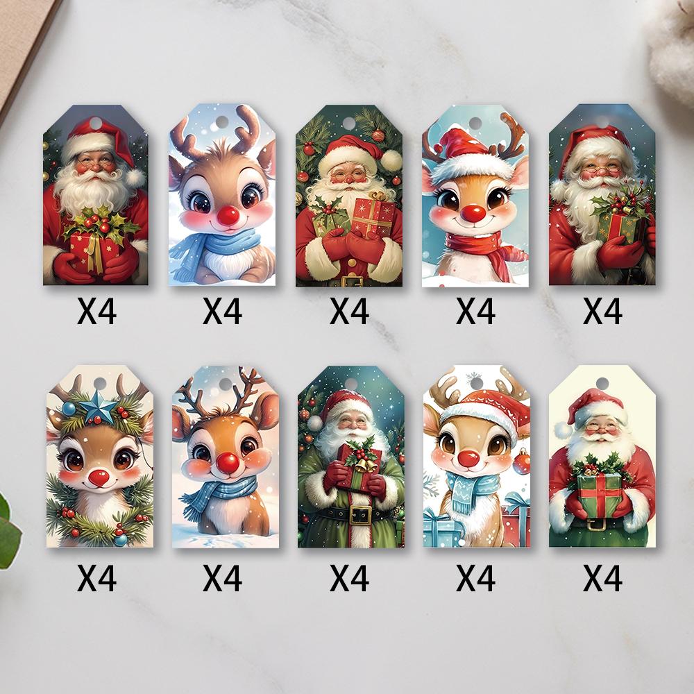 40 Stück, Weihnachtsetiketten, Geschenketiketten, Partydekorationen, DIY, Verpackungsverzierungen, Grußkarten, Geburtstagskarten, Juteschnur