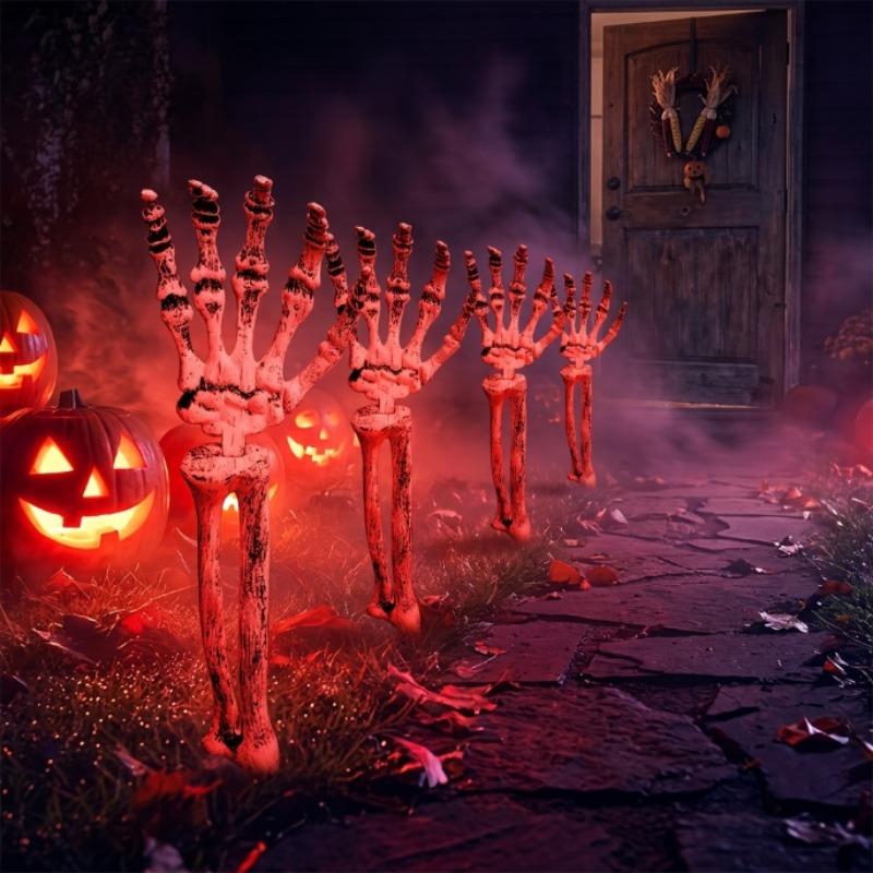 Plastic Skeleton Arm Yard Stakes Halloween Realistic Bone Hand Ground Insert Prop for Garden Lawn Graveyard Horror Decor