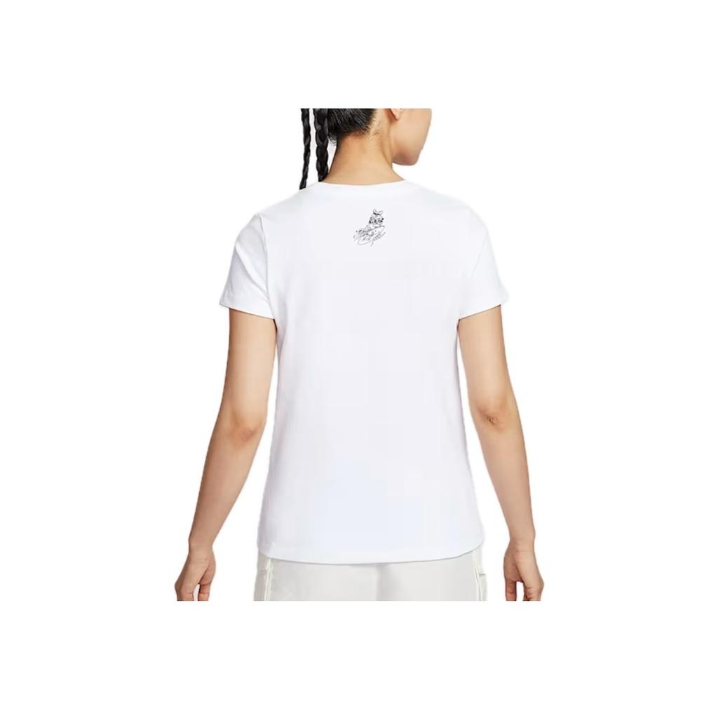 Nike Sportswear Letter Print Crew Neck Pullover Sports Short Sleeve Regular T-Shirt Women Tops White IM5974-100