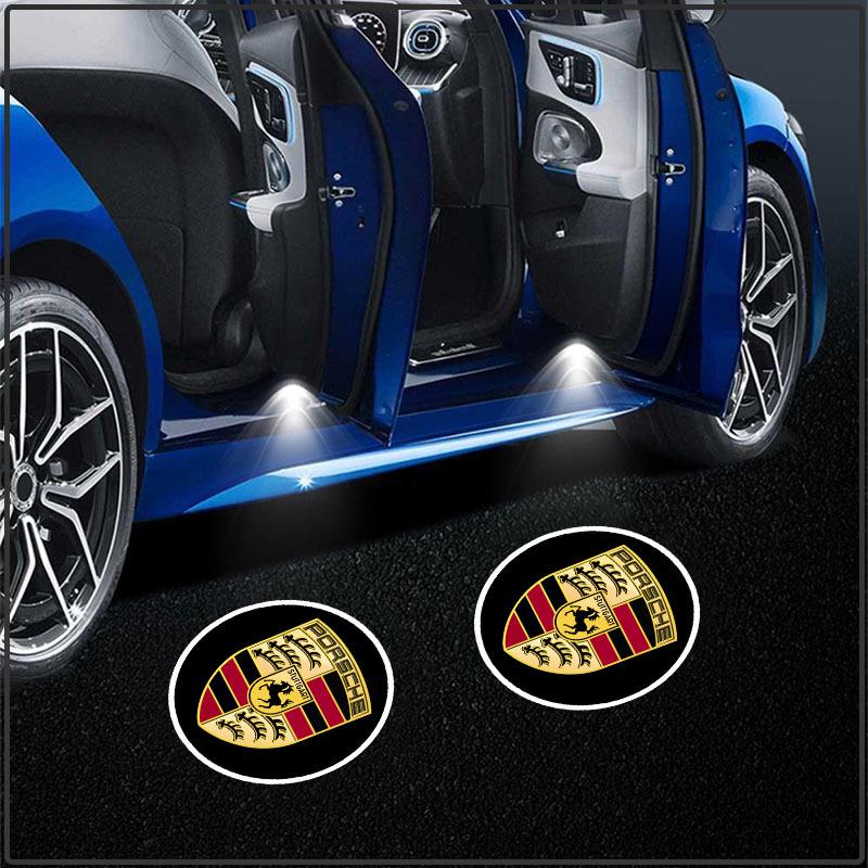 2 Pezzi Luci Portatili Wireless per Ombra Fantasma Portiera Auto Proiettore Logo di Benvenuto LED Lampada Per Porsche Boxster Cayenne Panamera Macan Cayman 911 918 996 917