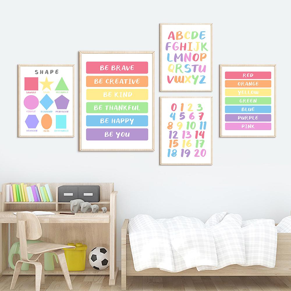 Inspirational Rainbow Sticker Art Printing Color Alphabet Numeric Shape Children's Decoration