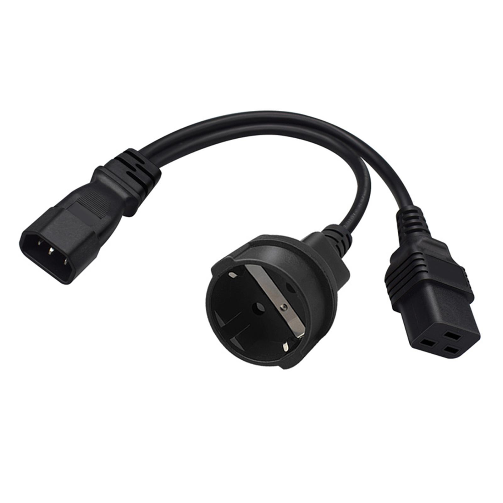 

C14 to C19 + EU4.8MM C14 Splitter (32cm) IEC 320 C14 Male Plug to C19 +EU4.8MM Female Socket Y Split Power Extension Cable
