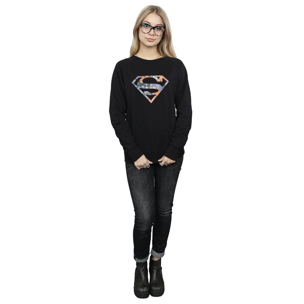 DC Comics Womens/Ladies Superman Floral Logo 2 Sweatshirt