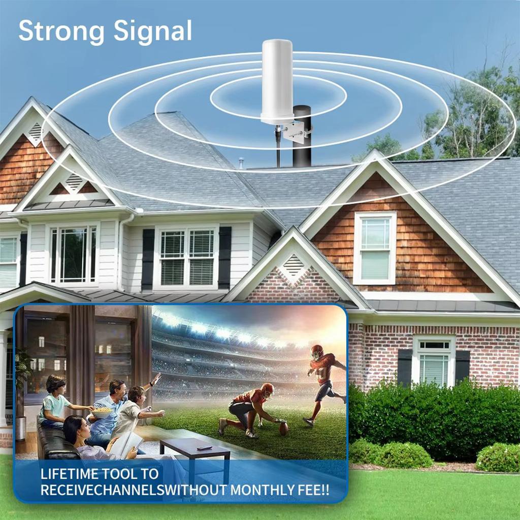 600 Miles Outdoor Digital TV Antenna ABS HDTV Digital Antenna Wear Resist Signal Amplified TV Antenna for Roof Utility Pole RV
