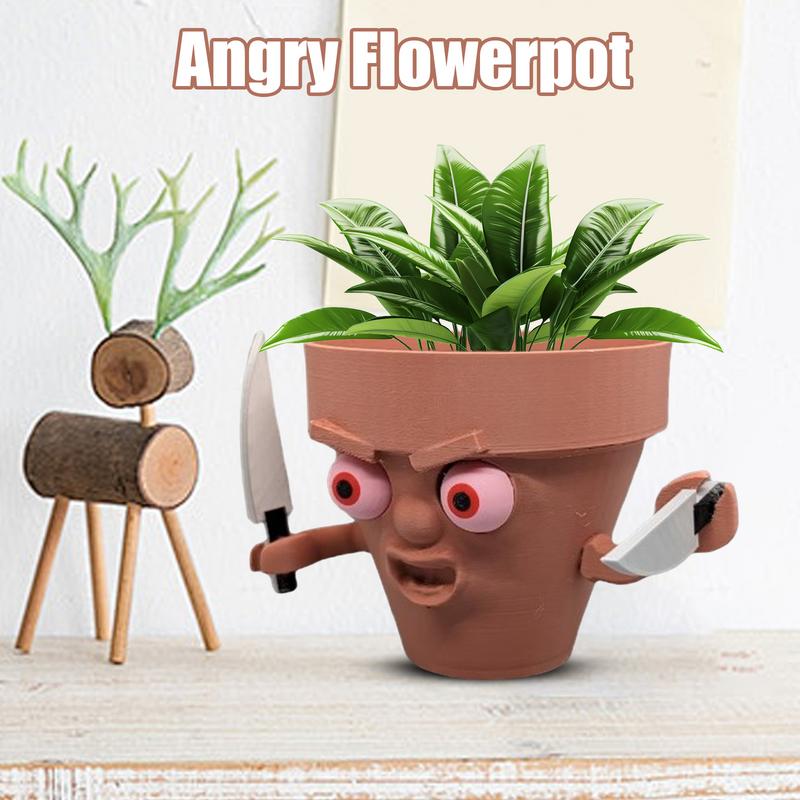 Face Pots Angry Expression Funny For Indoor Plants Indoor Plant Pot Resin Succulent Plant Pots Mini Flower
