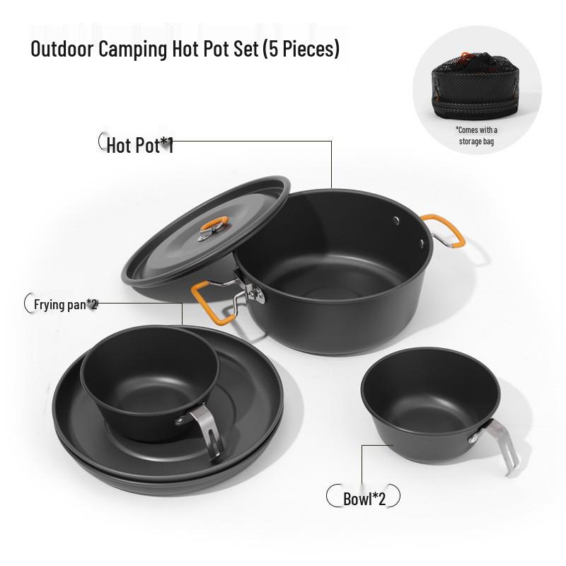 Ultra-Light 5-Piece Anodized Aluminum Camping Cookware Set